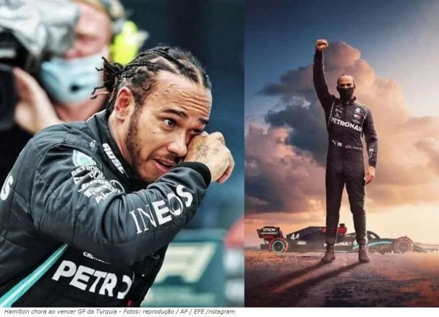 Hamilton vence 7º título da F1, chora e dá recado a crianças