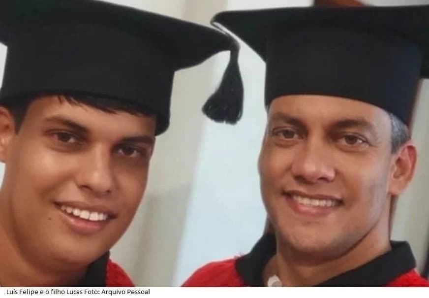 Pai de jovem autista termina faculdade de Direito com o filho no ES